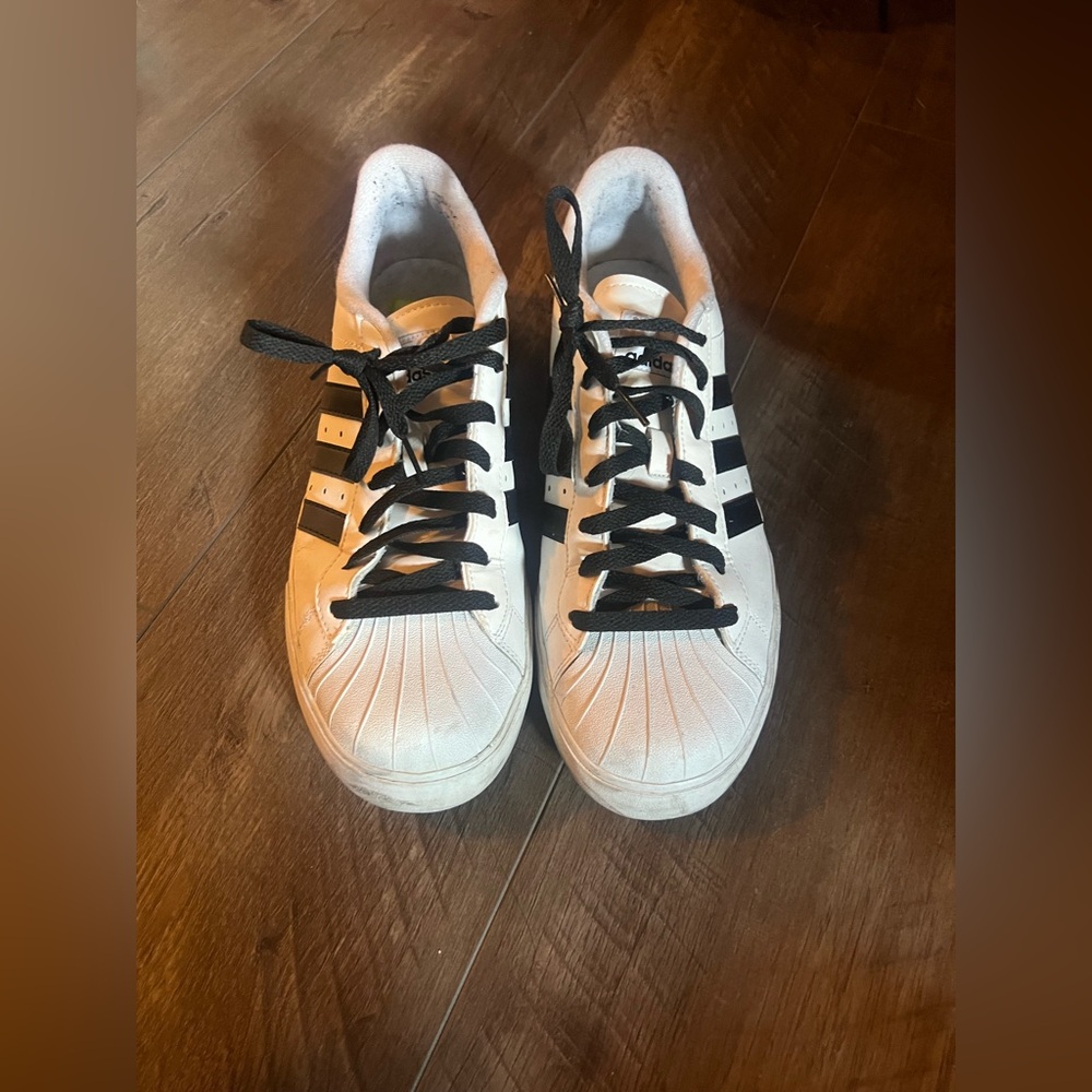 Adidas NEO Label White Black Strips Black Laces Size 11